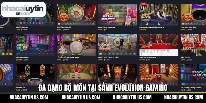 Top các sản phẩm cược tại Evolution Gaming được yêu thích nhất